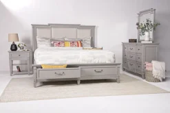 Mor Furniture Willowbrook Upholstered Panel Bed In Pebble, Queen