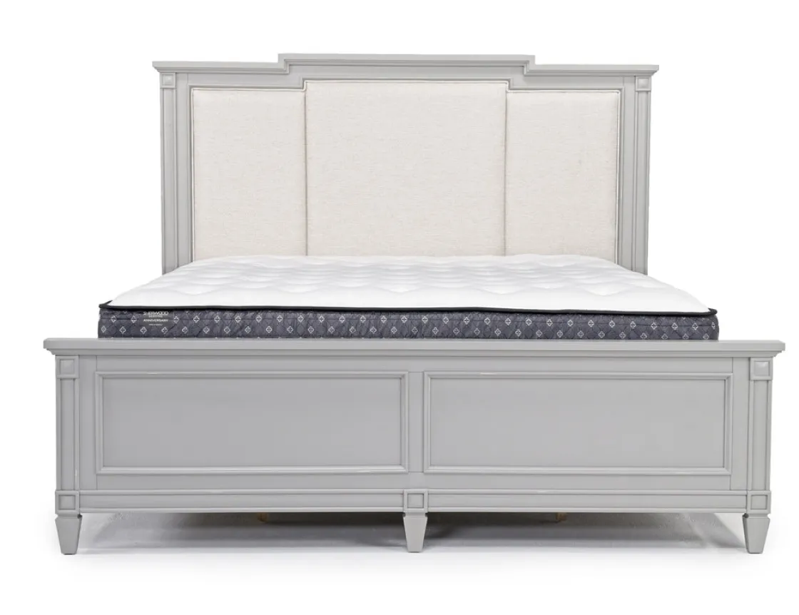 Mor Furniture Willowbrook Upholstered Panel Bed In Pebble, Queen