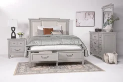 Mor Furniture Willowbrook Upholstered Panel Bed, Dresser, Mirror & Nightstand In Pebble, Queen