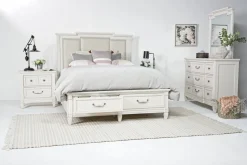 Mor Furniture Willowbrook Upholstered Panel Bed, Dresser, Mirror & Nightstand In Pebble, Queen