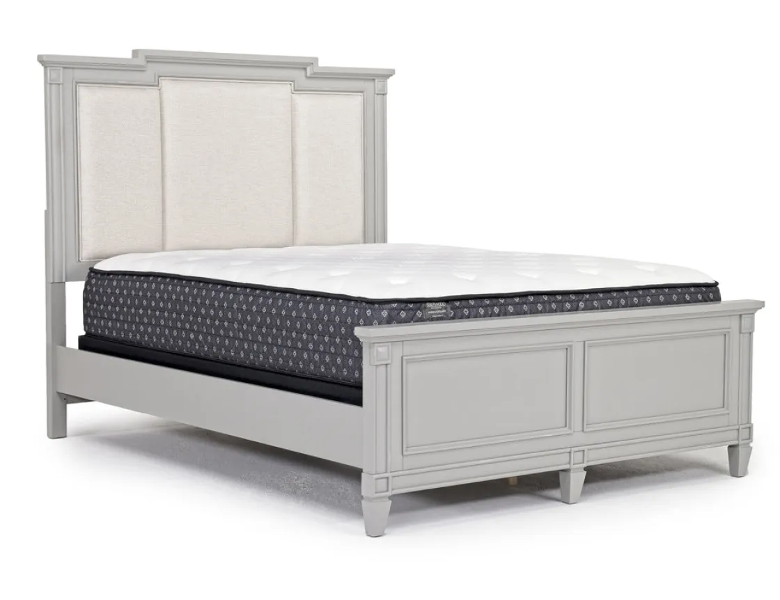 Mor Furniture Willowbrook Upholstered Panel Bed, Dresser, Mirror & Nightstand In Pebble, Queen