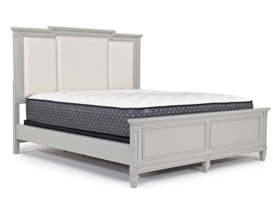 Mor Furniture Willowbrook Upholstered Panel Bed, Dresser, Mirror & Nightstand In Pebble, Queen
