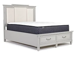 Mor Furniture Willowbrook Upholstered Panel Bed, Dresser, Mirror & Nightstand In Pebble, Queen