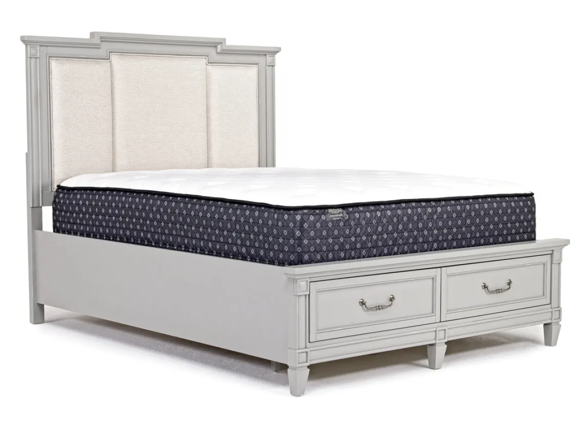 Mor Furniture Willowbrook Upholstered Panel Bed, Dresser, Mirror & Nightstand In Pebble, Queen