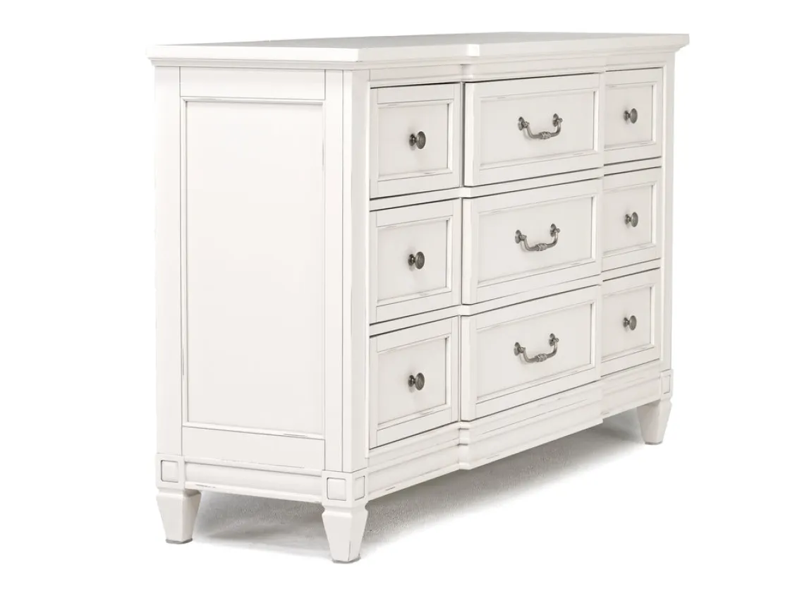 Mor Furniture Willowbrook Upholstered Panel Bed, Dresser, Mirror & Nightstand In Pebble, Queen