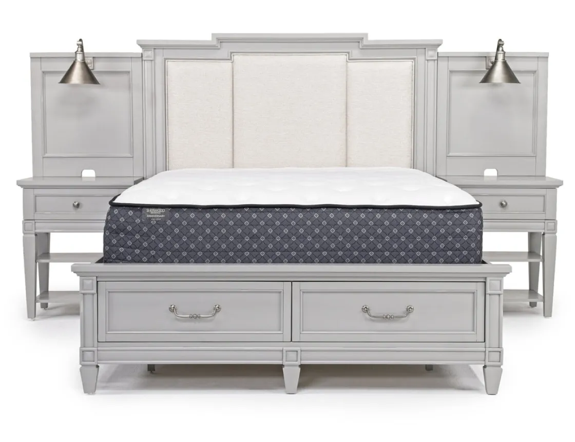 Mor Furniture Willowbrook Upholstered Wall Bed In Pebble, Queen