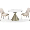Mor Furniture Winston Round Dining Table & 2 Stools In White/Cream