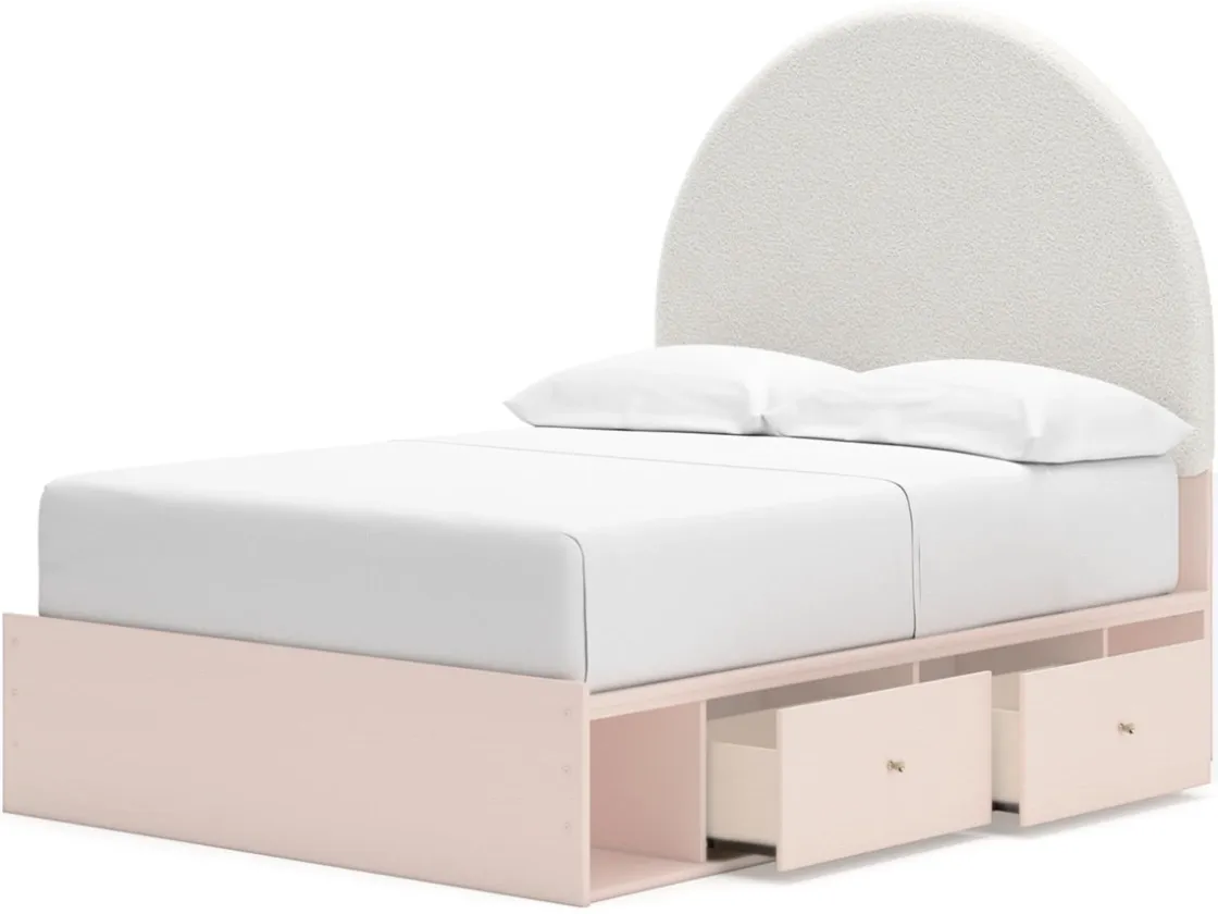 Kids Mor Furniture Wistenpine Panel Bed, Dresser, Mirror & Nightstand In Blush, Twin