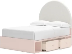 Kids Mor Furniture Wistenpine Panel Bed, Dresser, Mirror & Nightstand In Blush, Twin