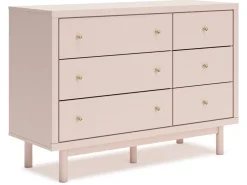 Kids Mor Furniture Wistenpine Panel Bed, Dresser, Mirror & Nightstand In Blush, Twin