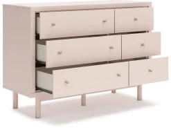 Kids Mor Furniture Wistenpine Panel Bed, Dresser, Mirror & Nightstand In Blush, Twin