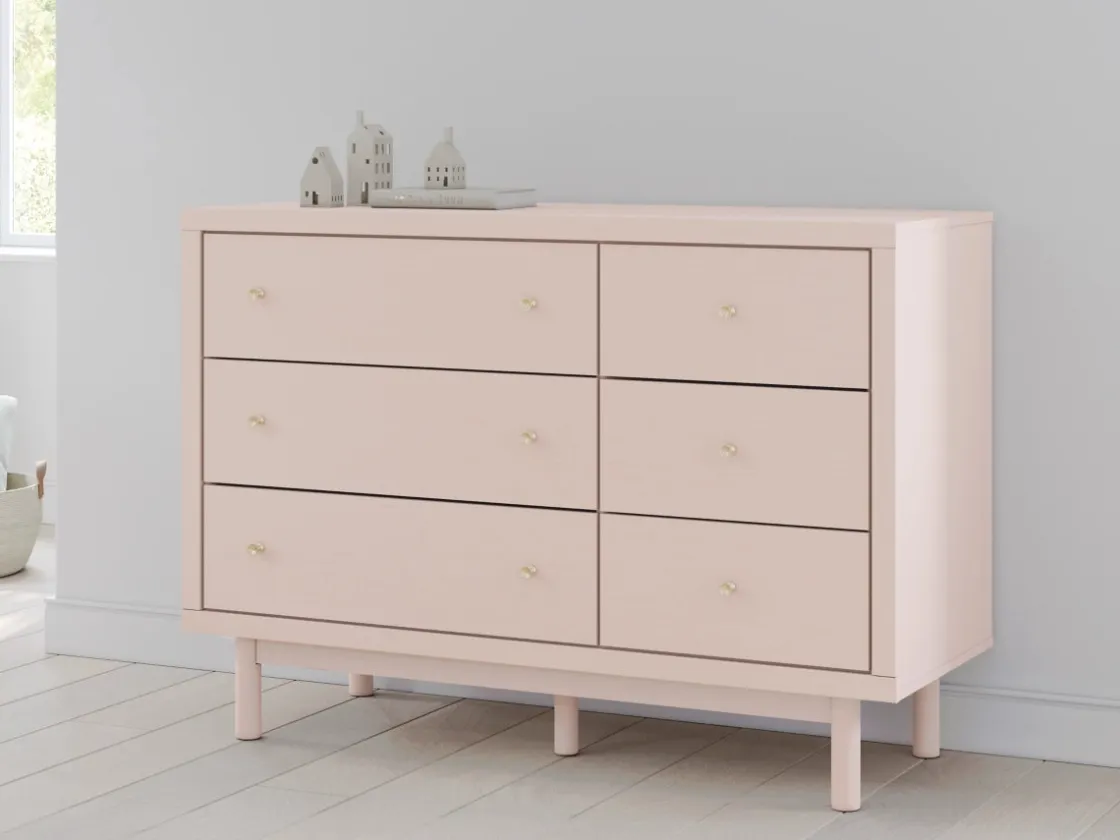 Kids Mor Furniture Wistenpine Panel Bed, Dresser, Mirror & Nightstand In Blush, Twin
