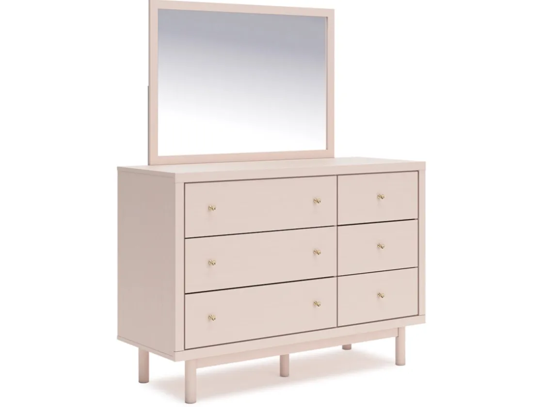 Kids Mor Furniture Wistenpine Panel Bed, Dresser, Mirror & Nightstand In Blush, Twin