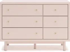 Kids Mor Furniture Wistenpine Panel Bed, Dresser, Mirror & Nightstand In Blush, Twin