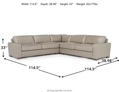 Mor Furniture York 3 Piece Sectional In Chestnut Leather