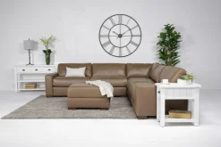 Mor Furniture York 3 Piece Sectional In Chestnut Leather