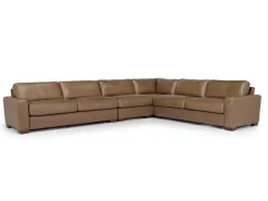 Mor Furniture York 4 Piece Sectional In Chestnut Leather