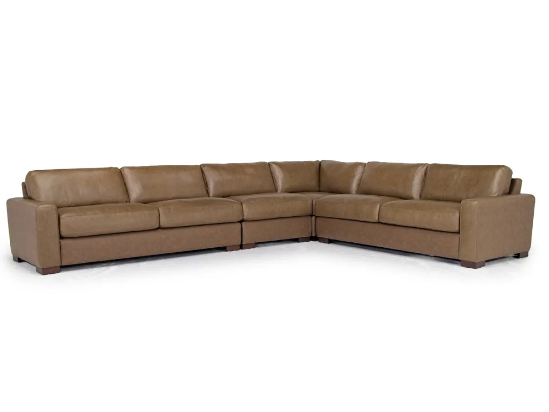 Mor Furniture York 4 Piece Sectional In Chestnut Leather