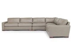 Mor Furniture York 4 Piece Sectional In Chestnut Leather