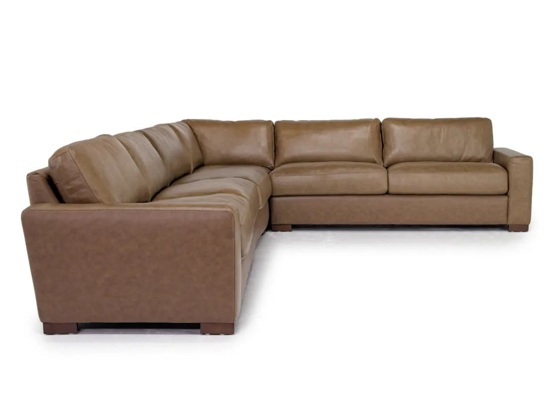 Mor Furniture York 4 Piece Sectional In Chestnut Leather