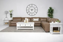 Mor Furniture York 4 Piece Sectional In Chestnut Leather
