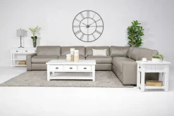 Mor Furniture York 4 Piece Sectional In Chestnut Leather