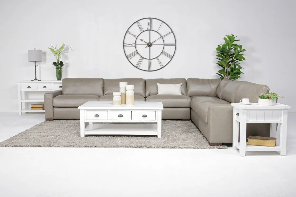 Mor Furniture York 4 Piece Sectional In Chestnut Leather
