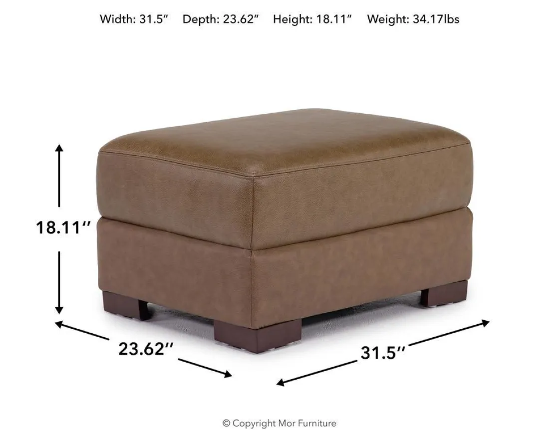 Mor Furniture York Ottoman In York Taupe Leather