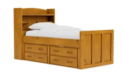 Kids Mor Furniture Young Pioneer Bookcase Bed W/ 4 Drawer Storage In , Twin
