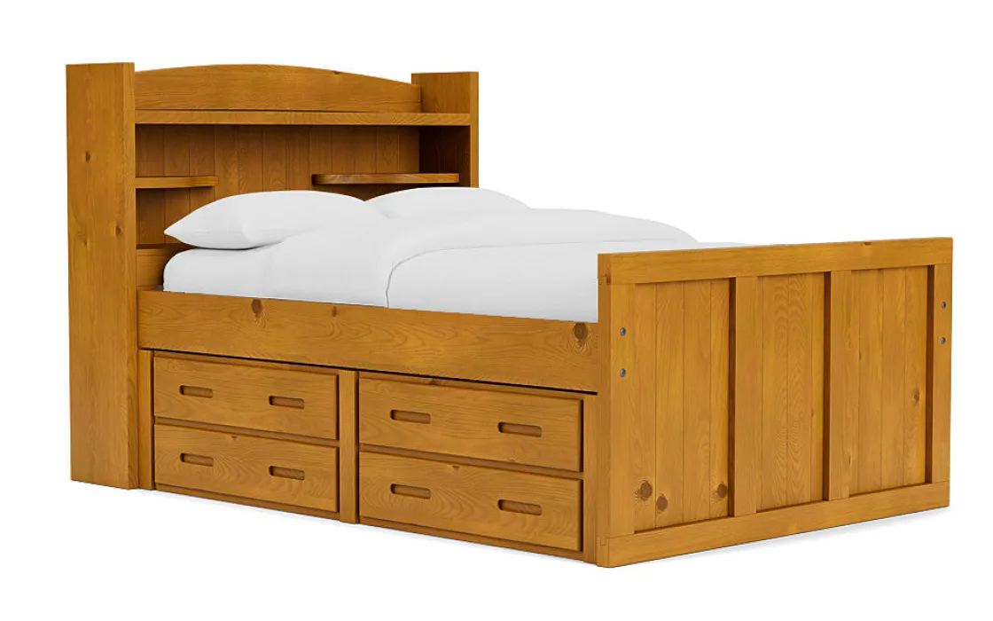 Kids Mor Furniture Young Pioneer Bookcase Bed W/ 4 Drawer Storage In , Twin