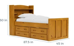 Kids Mor Furniture Young Pioneer Bookcase Bed W/ 4 Drawer Storage In , Twin