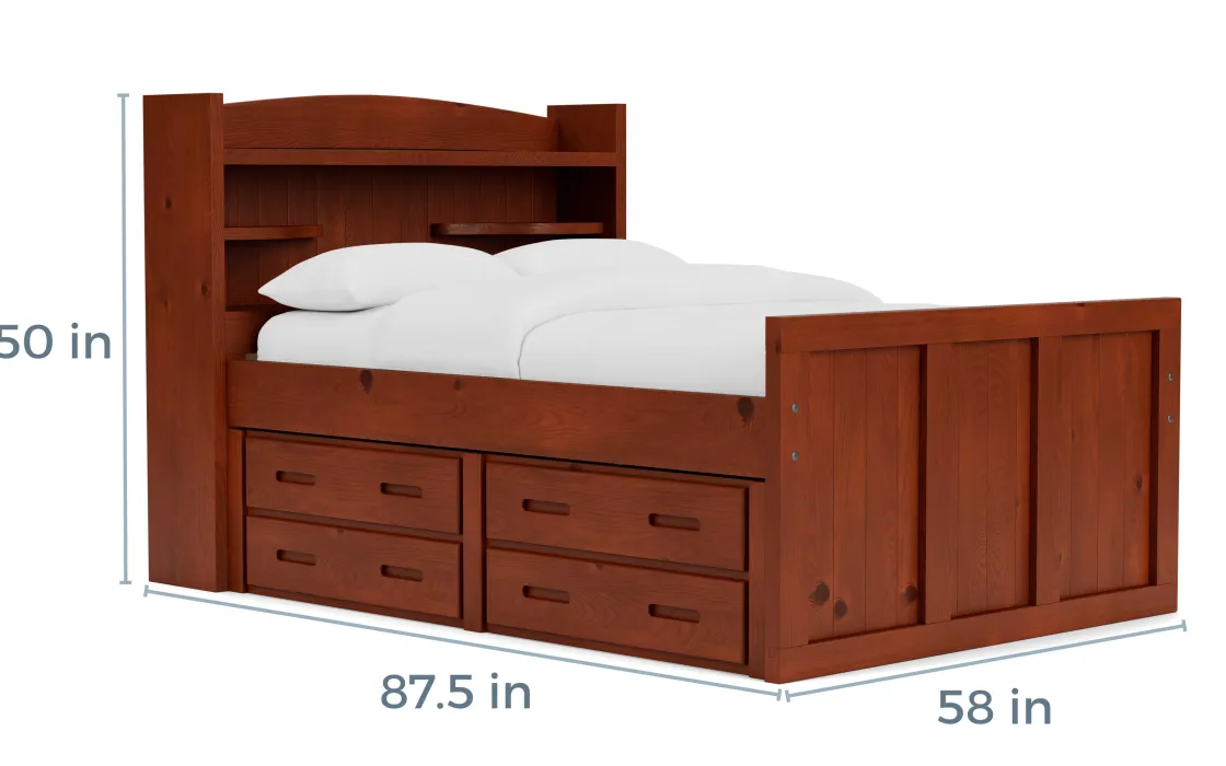 Kids Mor Furniture Young Pioneer Bookcase Bed W/ 4 Drawer Storage In , Twin