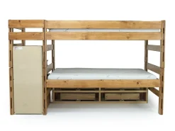 Kids Mor Furniture Young Pioneer Bunk Bed W/ Storage Steps & 4 Storage Drawers In Dark Gray, Twin/Twin