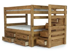Kids Mor Furniture Young Pioneer Bunk Bed W/ Storage Steps & 4 Storage Drawers In Dark Gray, Twin/Twin