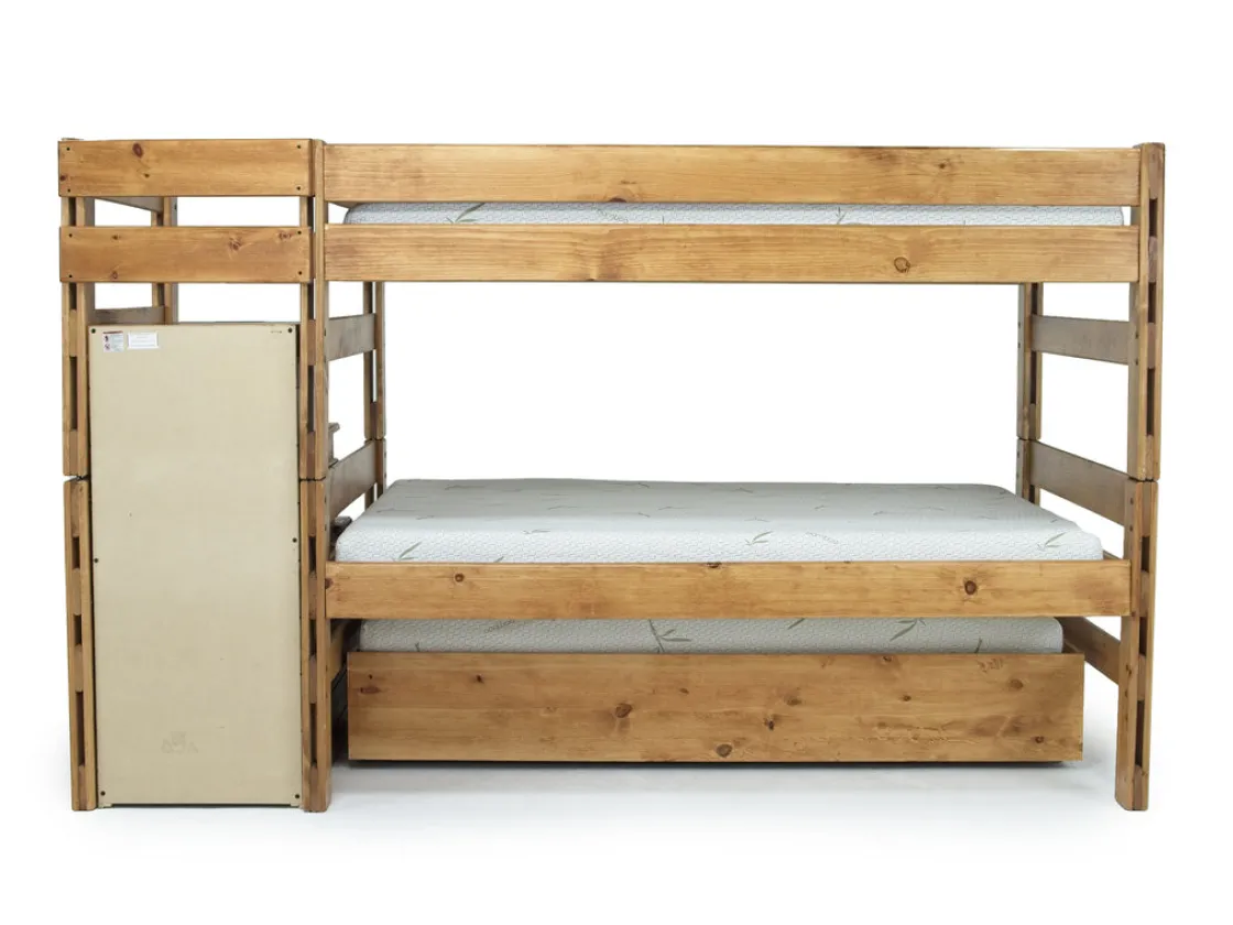 Kids Mor Furniture Young Pioneer Bunk W/ Storage Steps & Trundle Bed In Dark Gray, Twin/Twin