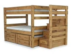 Kids Mor Furniture Young Pioneer Bunk W/ Storage Steps & Trundle Bed In Dark Gray, Twin/Twin
