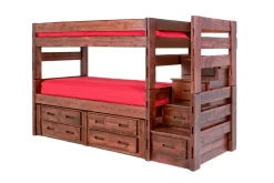 Kids Mor Furniture Young Pioneer Bunk W/ Storage Steps & Trundle Bed In Dark Gray, Twin/Twin