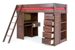 Kids Mor Furniture Young Pioneer Loft Bed In Cinnamon, Twin