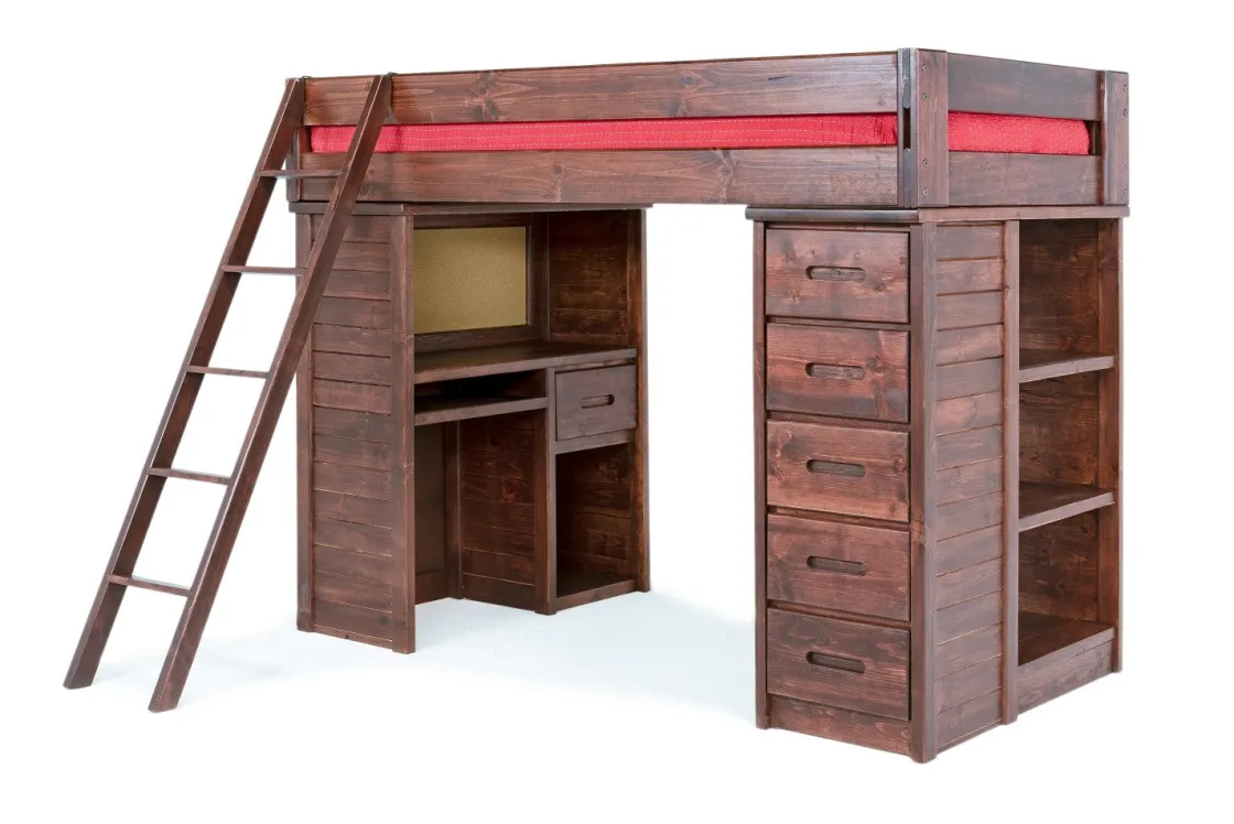 Kids Mor Furniture Young Pioneer Loft Bed In Cinnamon, Twin