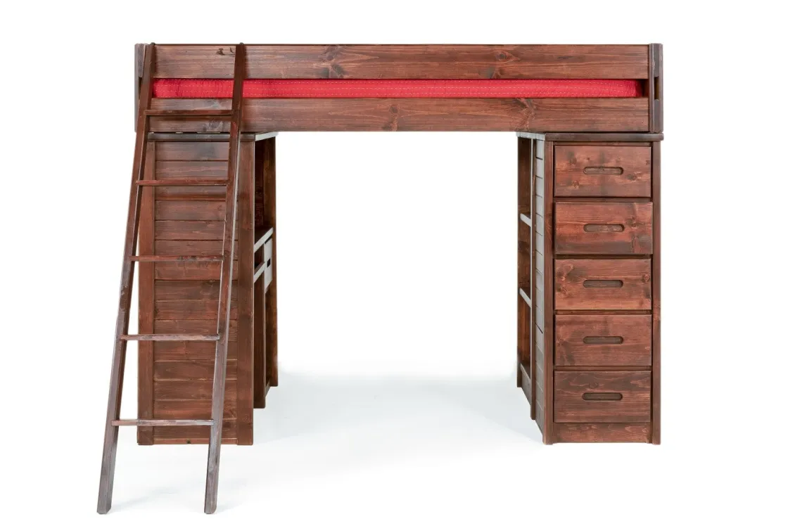 Kids Mor Furniture Young Pioneer Loft Bed In Cinnamon, Twin