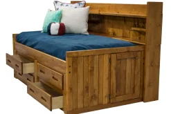 Kids Mor Furniture Young Pioneer Sideways Captain Bed W/ 4 Drawer Storage In Cinnamon, Twin