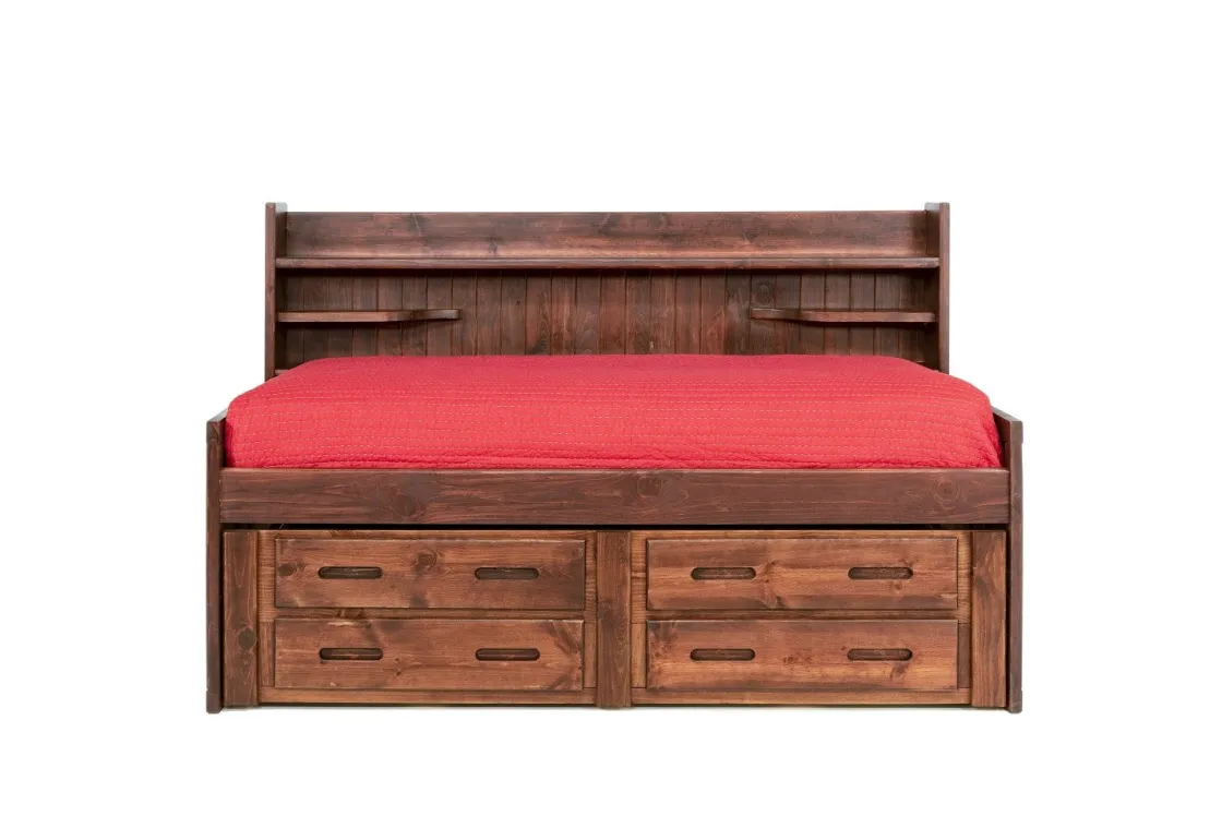 Kids Mor Furniture Young Pioneer Sideways Captain Bed W/ 4 Drawer Storage In Cinnamon, Twin