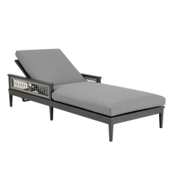 Mor Furniture Zella Outdoor Lounge Chaise In Earl Gray