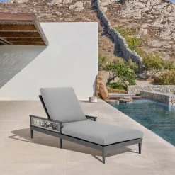 Mor Furniture Zella Outdoor Lounge Chaise In Earl Gray