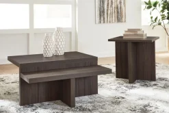 Mor Furniture Zendex Coffee Table & End Table Set In Brown