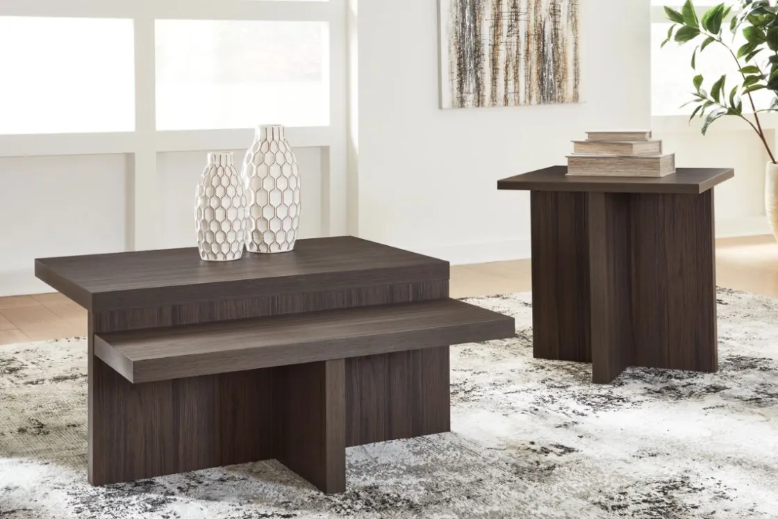 Mor Furniture Zendex Coffee Table & End Table Set In Brown